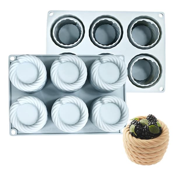 Vevd Blomsterkurv Sjokoladekake Kjeks Silikon Bakeform Black
