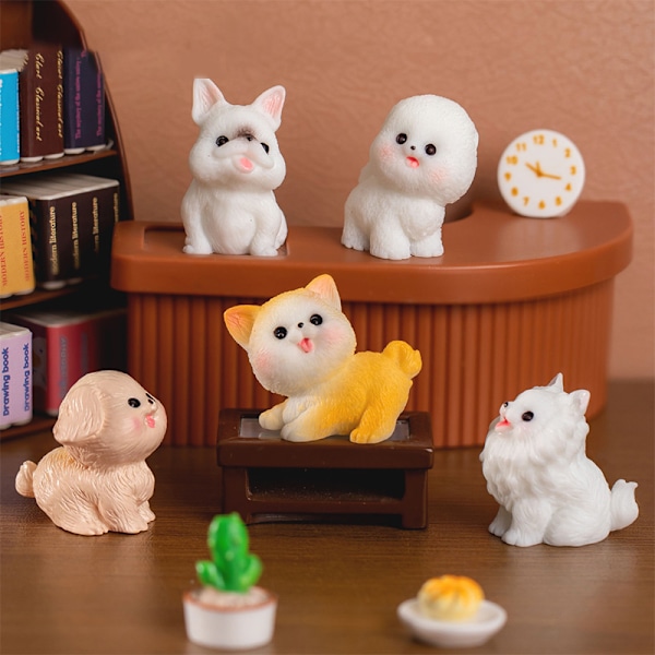 e Resin Hundvalp Djur Miniatyrfigur Hemprydnad i kruka 12