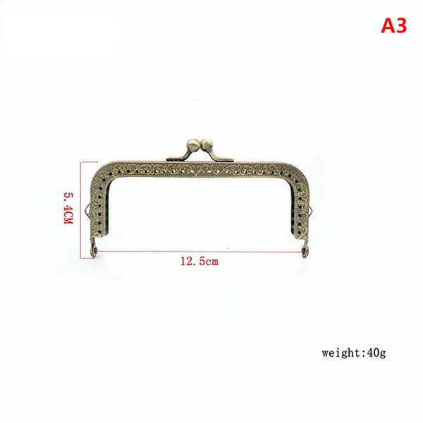 Firkantet glanset sølv Basic Metal Purse Ramme Kyss Lås Lås DI 8.5cm