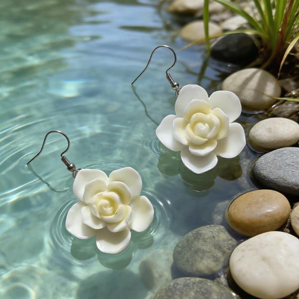 Boho 3D Blomster Dingleøreringe til Kvinder Farverig Harpiks Blomster A3