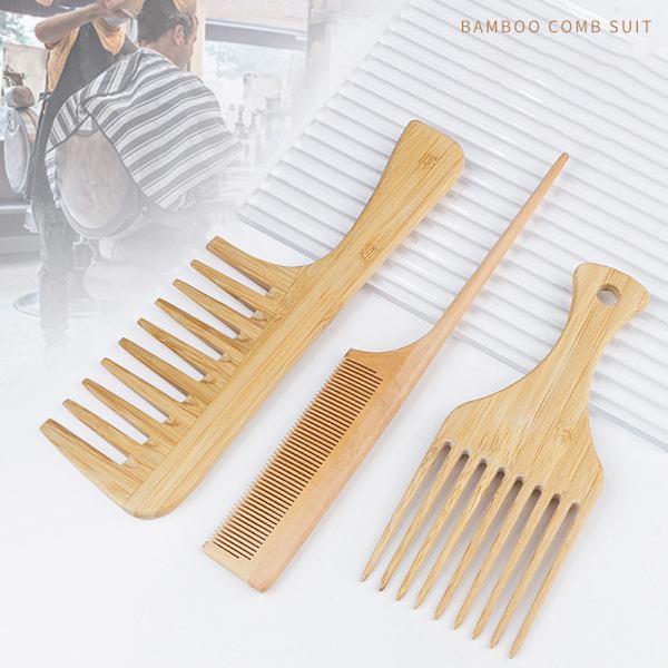 1kpl Natural Bamboo Puinen hiusharja hiuspohjan hierontakampa leveä T C