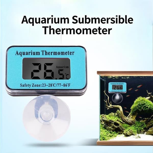 Digital akvarietermometer med LCD-display och sond med sugkopp A
