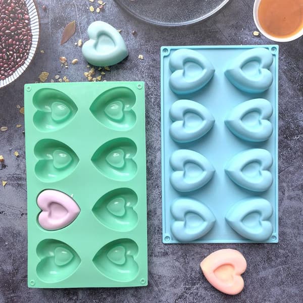 8-hulls hjerteformet smultring silikonmousse kakeform 3D muffinskake A2