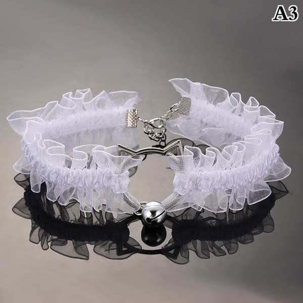 Justerbar blondechoker med Bell Sweet e Gothic Choker halskæde White