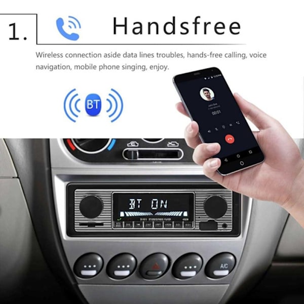 Bluetooth Retro Bilradio MP3-spelare Stereo USB AUX Classic