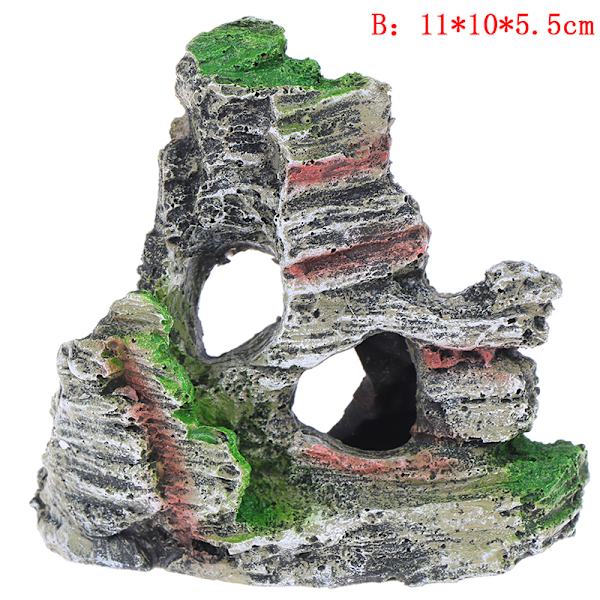 Mountain View Aquarium Rock Cave Tree Bridge Fish Tank Ornament B