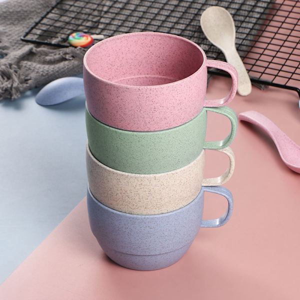 Nordic Style Plast Tekopp Kaffe Te Melk Drikkekopp Eco-frie Beige