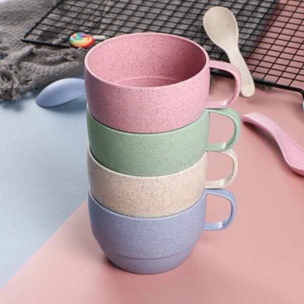 Nordic Style Plast Tekopp Kaffe Te Mjölk Dryckskopp Eco-frie Beige