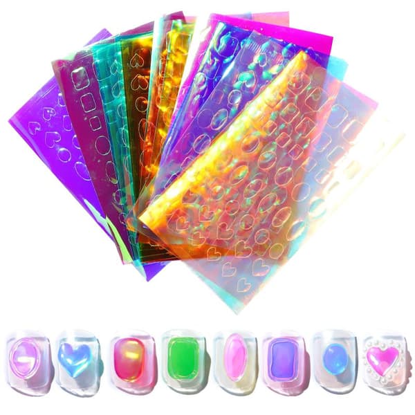 6/11 ark Aurora Glass Nail Foil Sticker Ice Cube Broken Glass E
