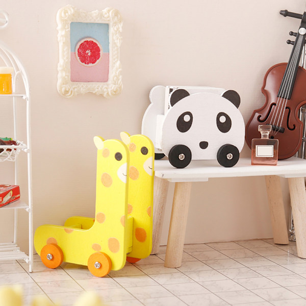 1:12 Dockhus Miniatyr Panda Trolley Giraffe förvaringskorg F Giraffe