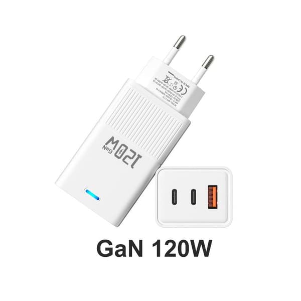 120W GaN vegglader med 2 PD 1 USB-porter hurtiglading for T A4