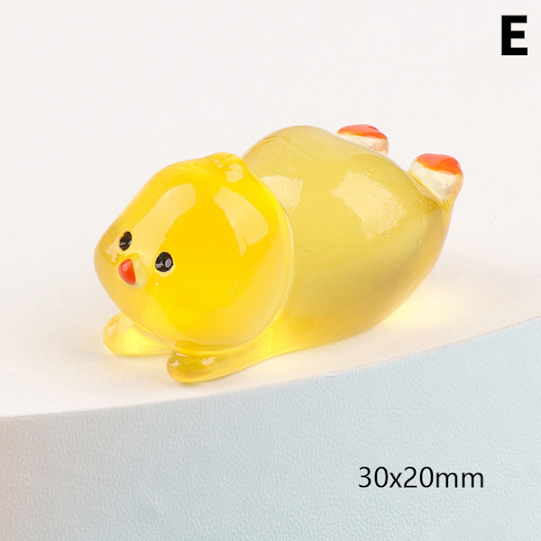Lysende Mini Resin Lysende Kylling Ornament Statue Miniature E