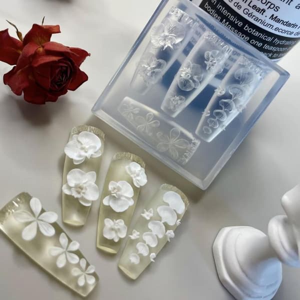 3D Silikon Negleform DIY Neglekunstdekorasjoner Phalaenopsis Blomst
