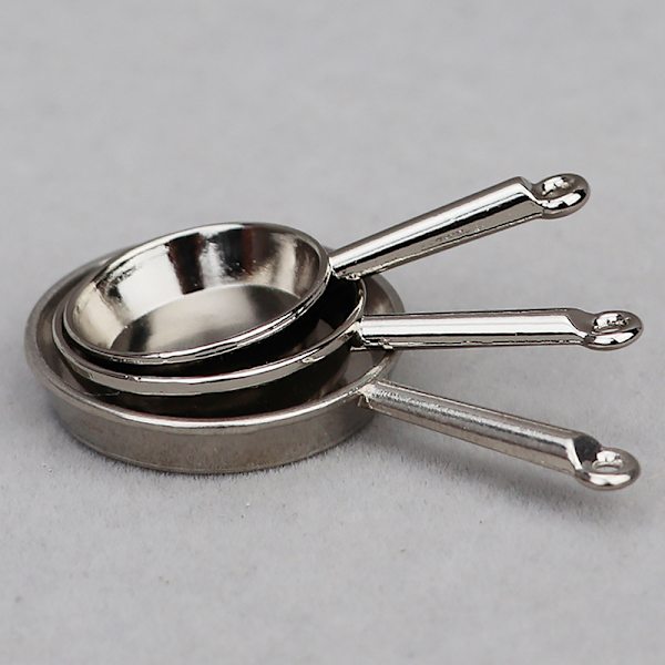 1Set 1:12 Dockhus Miniatyr Stekpanna Gryta Metall Cookwa Silver