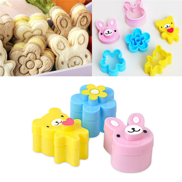3 kpl Sandwich Crust ter Cookie Mold Bento Maker Panda F