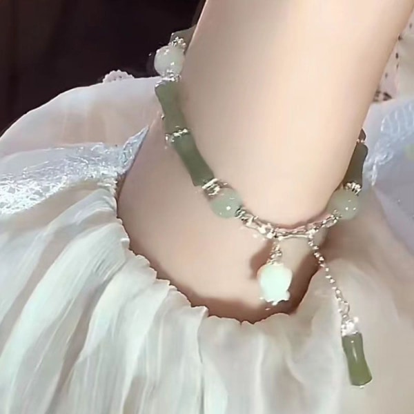 Stil Retro bambu pärlor armband legering blomma hängsmycke 2