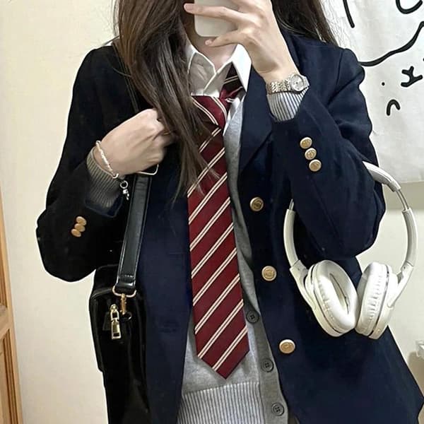 JK Slips for kvinner stripete halsslips stil for JK uniform langt slips A4