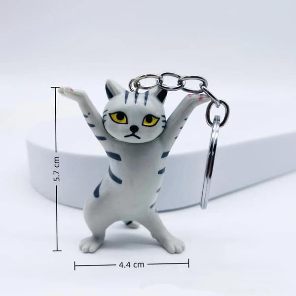 e Dancing Cat Nøglering Kreativt Dejligt Design Holdbart PVC-materiale A3
