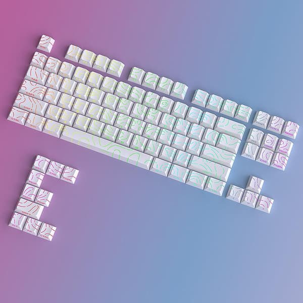 Topografiske Keycaps Konturlinjer Skinnende Gennem PBT Sideprint A3