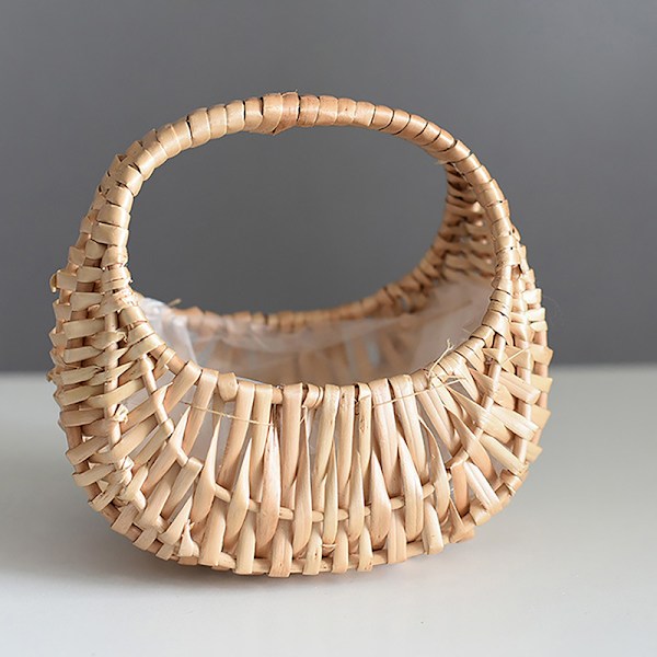 Liten blomsterkurv Willow Rattan Vevd kurv Wicker Half Moon A