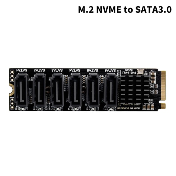 Adapterkort M.2 til SATA 3.0 M.2 MKEY PCI-E udvidelseskort 5/6 NGFF to 6X SATA