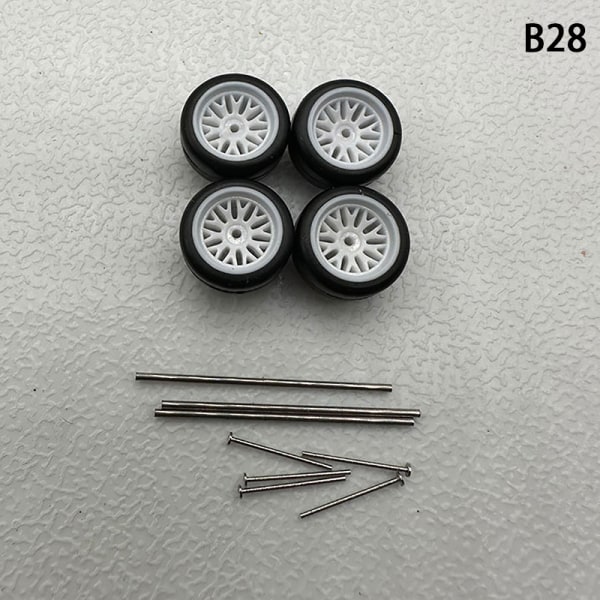 1 set 1/64 mallin auton pyörät kumirenkailla muokatut osat Ve B28 fork White