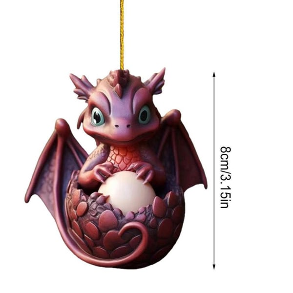 Dragon Baby Egg Ornament Juletre Charm Cartoon Car Penda A4