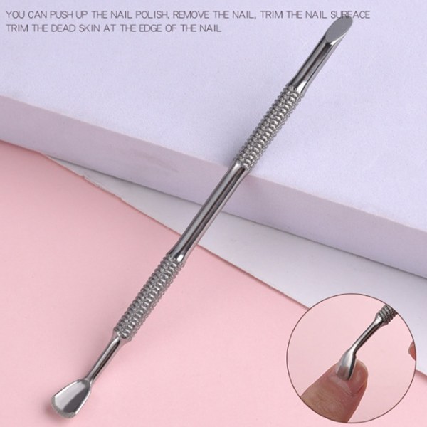 1 stk Nail Art Dual End rustfritt stål icle Pusher Spoon Dead S D