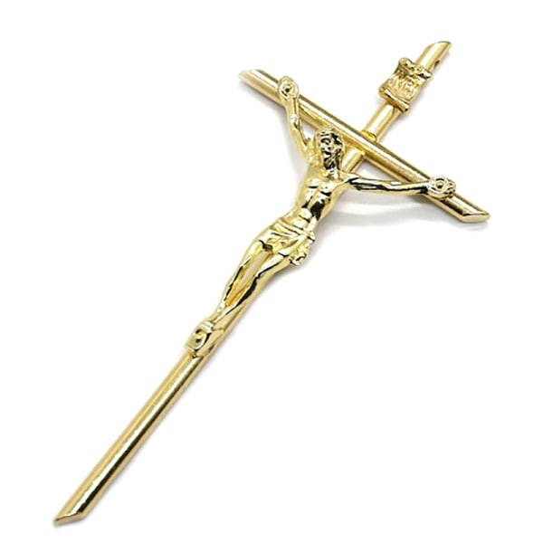 Kultainen Crucifix Wall Decor Handheld Metal Cross Blessing Sacred C