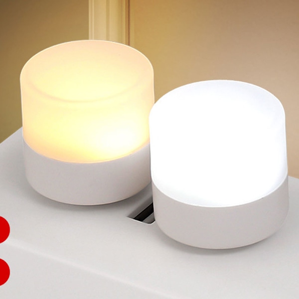 USB -pistoke Lamppu Mobiili Power Lataus Kirjalamput LED Pieni Pyöreä warm light