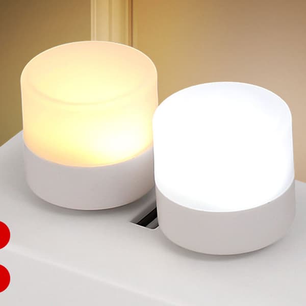 USB Stik Lampe Mobil Strøm Ladebog Lamper LED Lille Rund white light