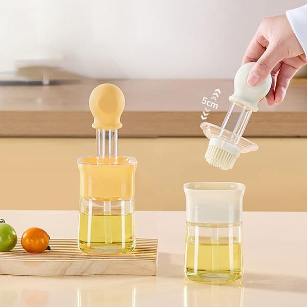 Oliedispenserflaske Oliedispenser med børste Silikonebaste White