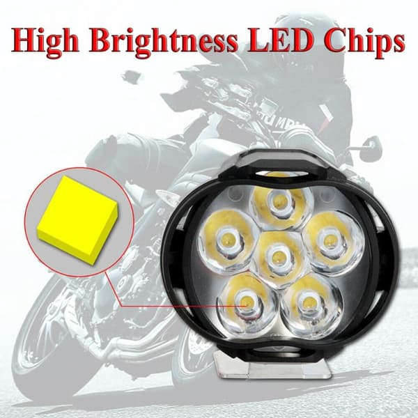 2 STK Arbeidslys 6 LED Motorsykkel Hovedlys Spotlys Vanntett 2pcs