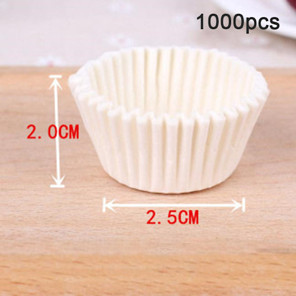1000 STK 25x20 mm Kage Cupcake Liner Bage Muffin Bakke Kageform white