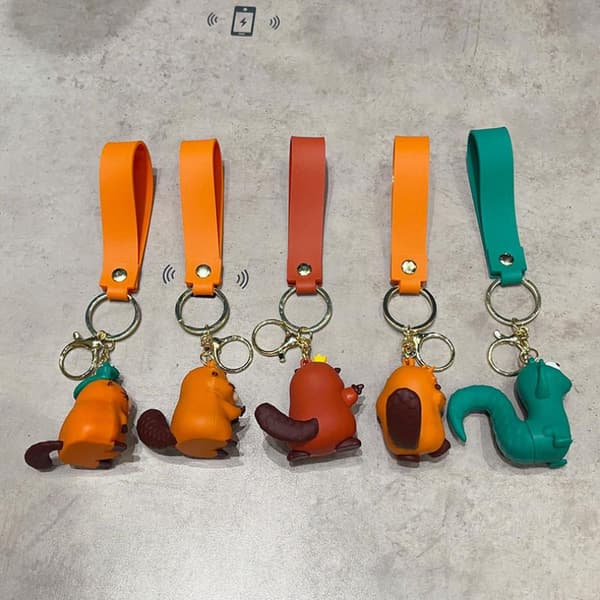 3D e Orange Bäver Nyckelring Tecknad Djurdocka Hänge Nyckelring A1