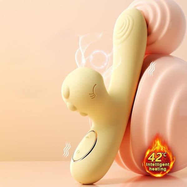 Vibrator med oppvarming, konstant temperatur og sugefunksjon Pink