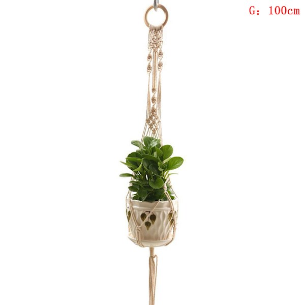 Pot Holder rame Ripustin Hanging er Basket Jute Braided Rope Cra G