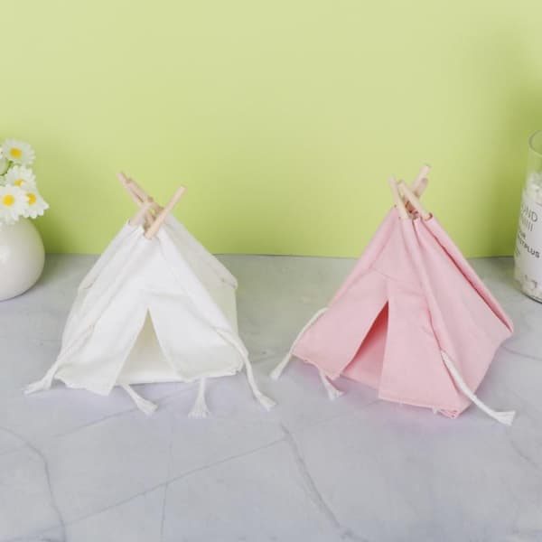 1 stk. 1:12 skala dukkehus mini camping lærredstelt model til Ph Beige