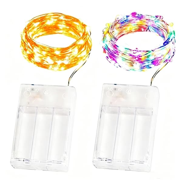 2M 5M 10M kuparilanka LED-akkukotelo keijuvalosarjat C:lle Multicolor 2M