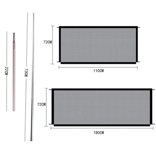 Transportable Pet Barrier Hegn Foldebar åndbar Mesh Dog Gate Pe 180*72cm