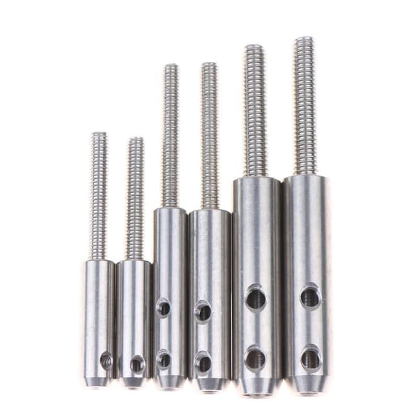 2 STK Rustfri Gevindstang Spændingsende Til 2-8MM Wirekabel A2
