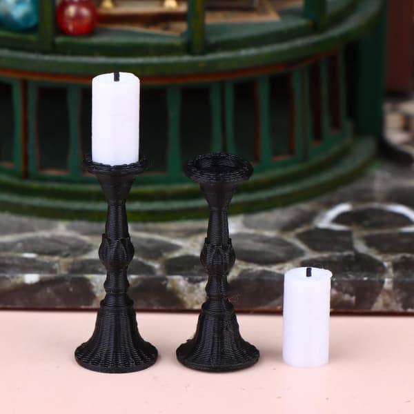 2 stk. miniature lysestagesæt med 2 lys dukkehuslys 1Set