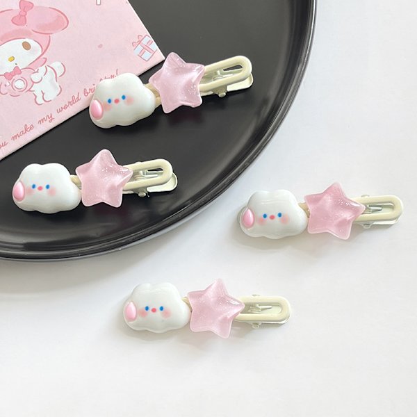 Sweet Cloud Star Hair Clip Pink Pentagram hårnål Girly Bang Cl