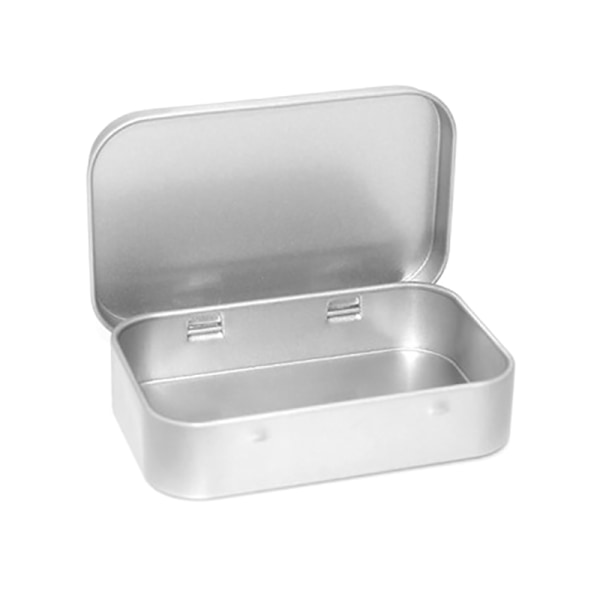 Metall rektangulär tom mini plåtlåda plåt Push Candy Pill C Silver