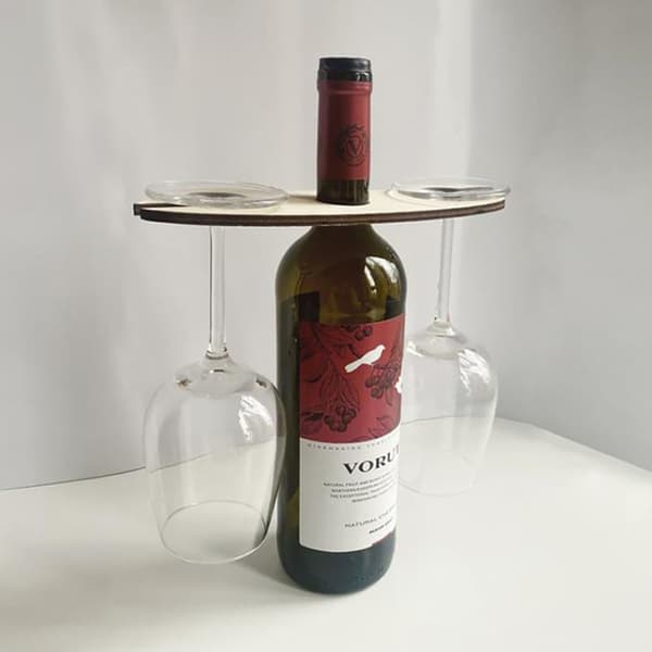 Træ Vinflaske Og Glasholder Glasflaske Vinbord Bea
