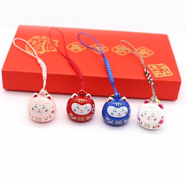 Healing System Lucky Cat Water Tone Bell Matkapuhelimen riipus K Black