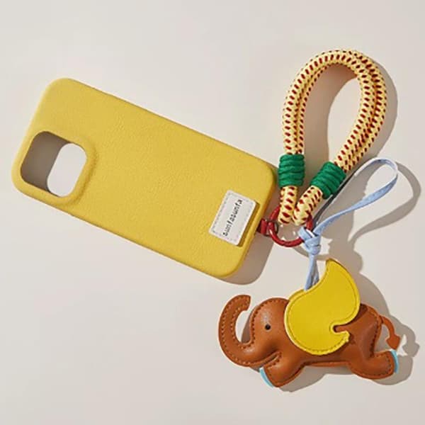 1 st e Läder Elefant Hänge Med Anti-förlust Kort Rep Telefon Brown