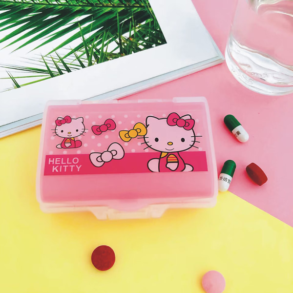 Hellokitty bærbar pilleæske med syv rum Kawaii Kt Cat Tr