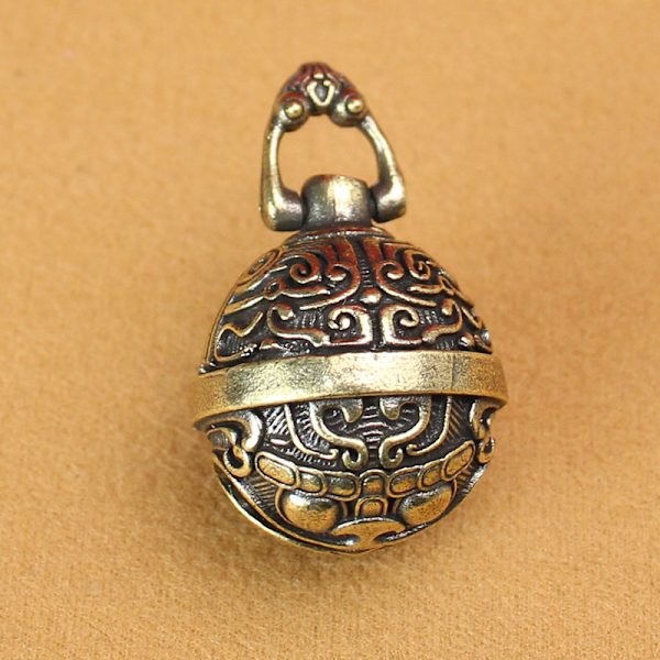 Vintage mässing nyckelring ren koppar frossande Bell Car Key Chai 2.4x3.7cm