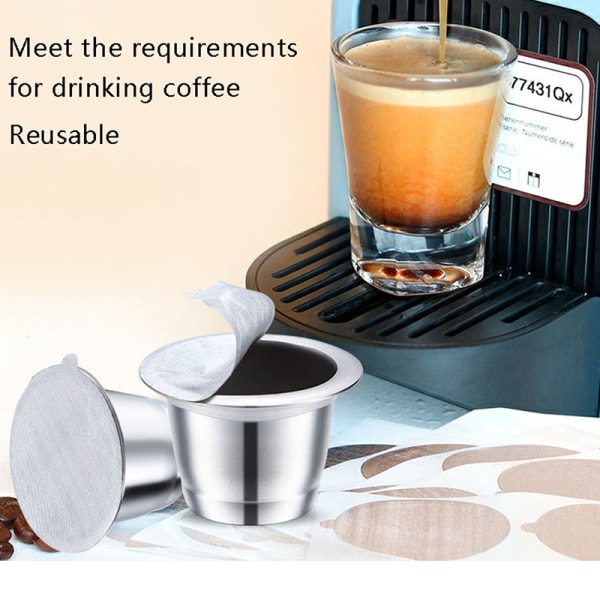 Nespresso rostfritt stål påfyllningsbar kaffekapselkaffe